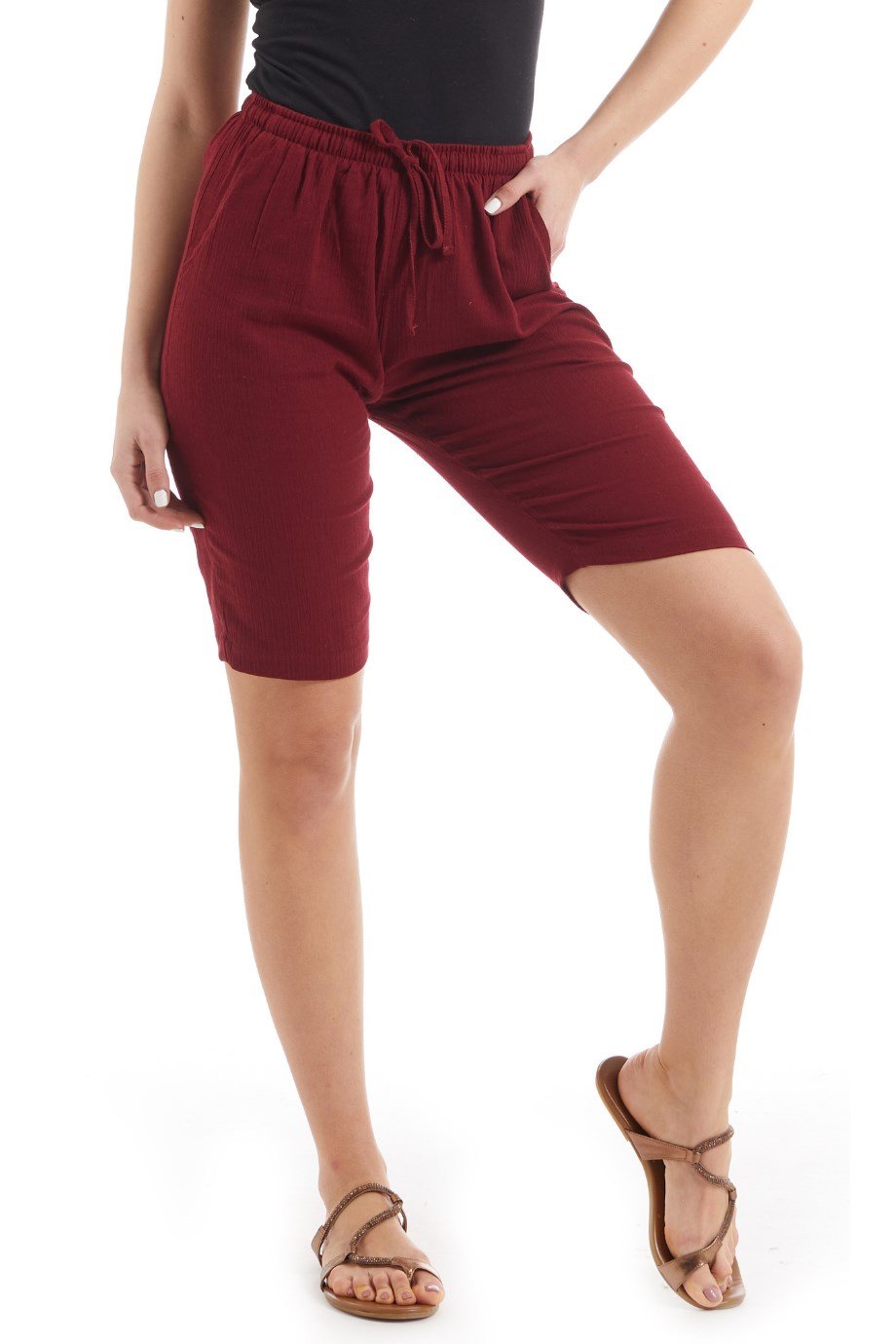 Şile Bezi Kadın Bordo Şort