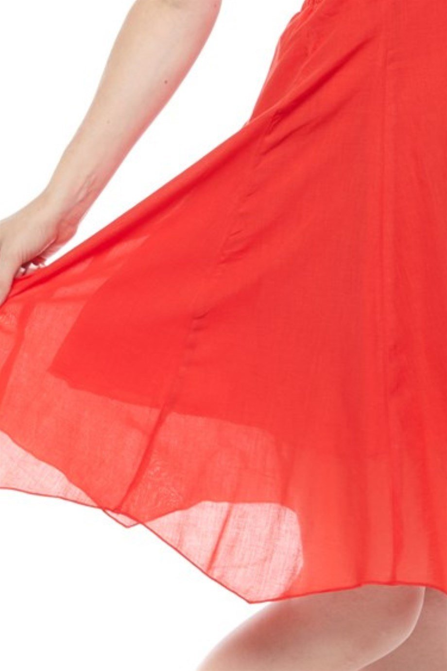 Şile Bezi Kırmızı Askılı Asimetrik Elbise