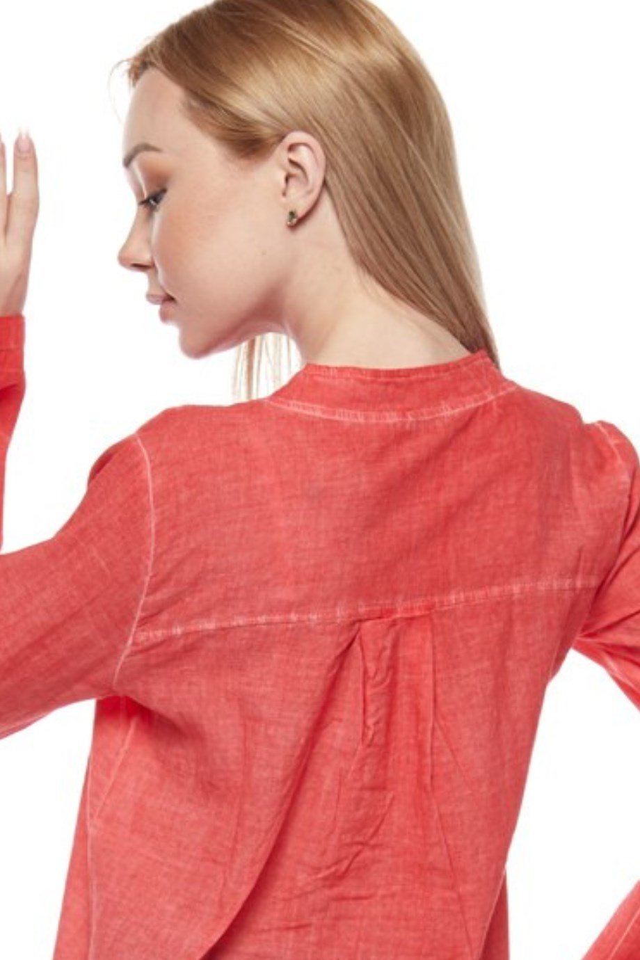 Şile Bezi Kırmızı Uzun Kollu Tunik