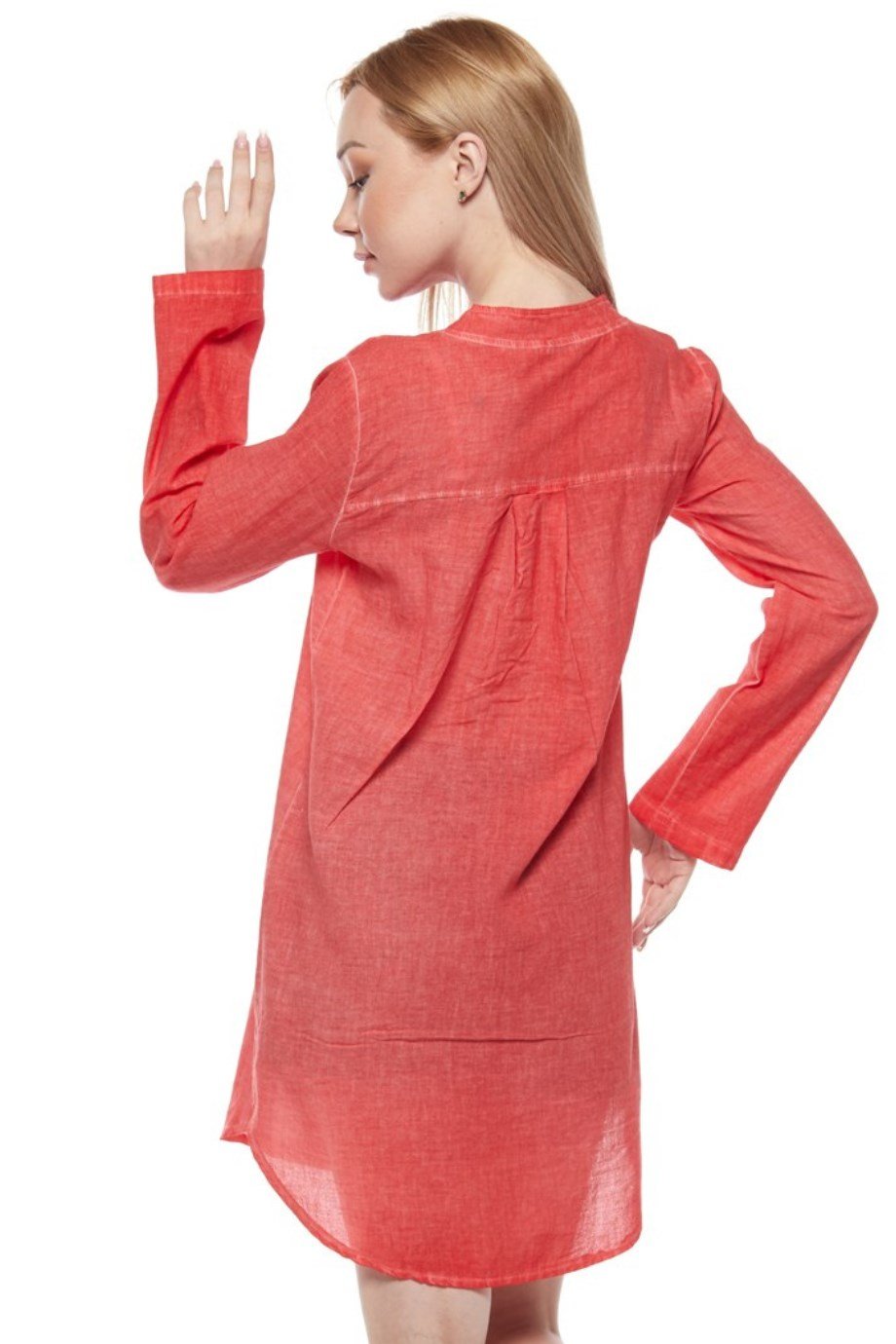 Şile Bezi Kırmızı Uzun Kollu Tunik