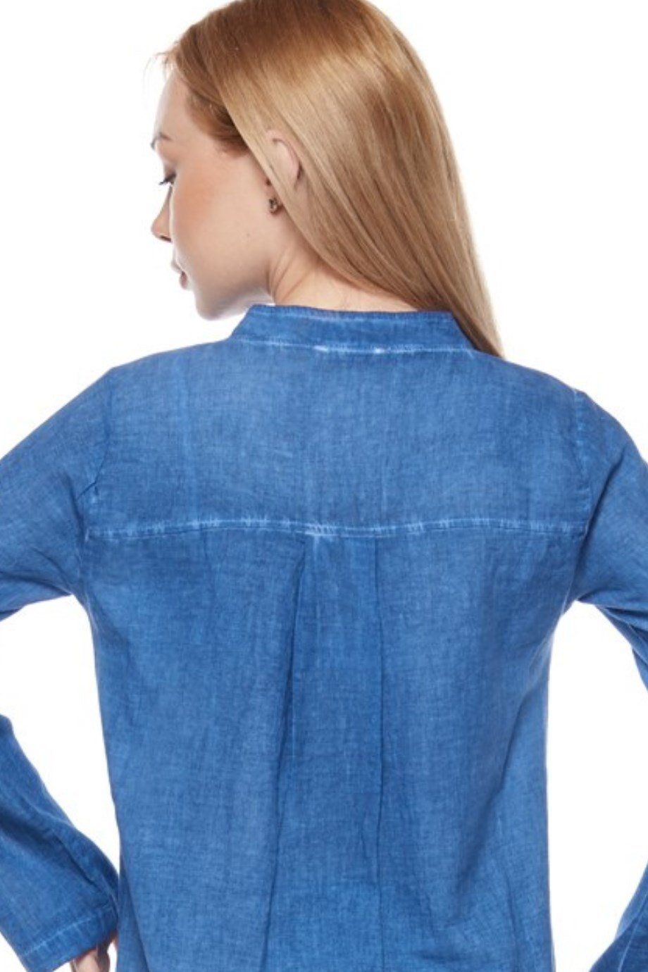 Şile Bezi Kot Mavi Uzun Kollu Tunik