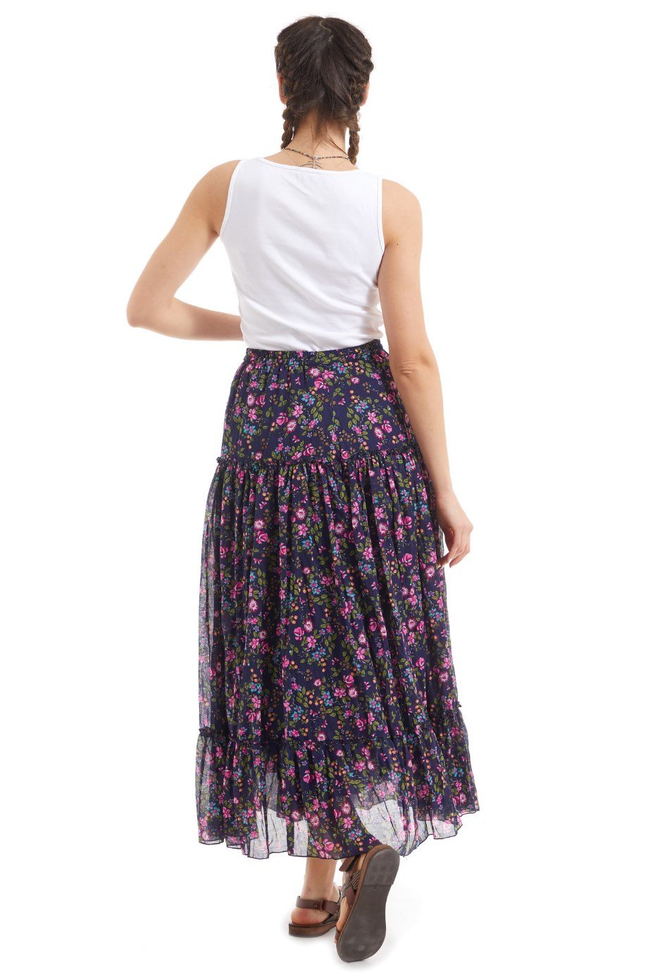 Şile Bezi Koyu Mor Tomurcuk Vual Uzun Etek