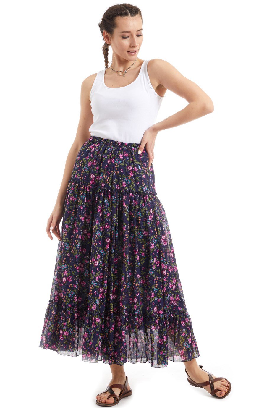 Şile Bezi Koyu Mor Tomurcuk Vual Uzun Etek