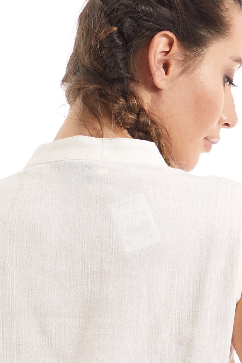 Şile Bezi Krem Düğmeli Bluz