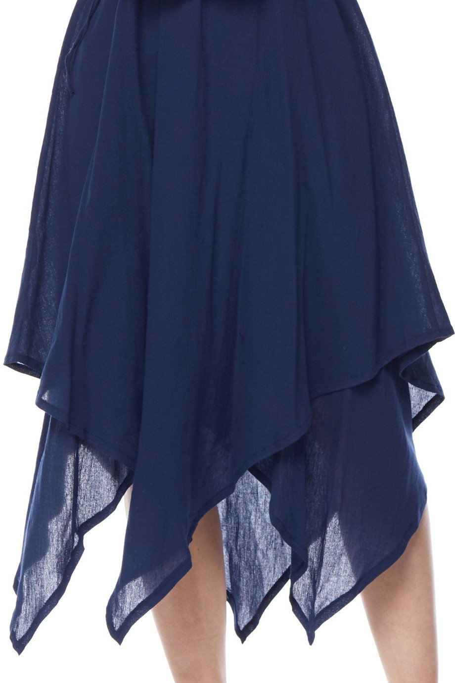 Şile Bezi Lacivert Asimetrik Düğmeli Elbise