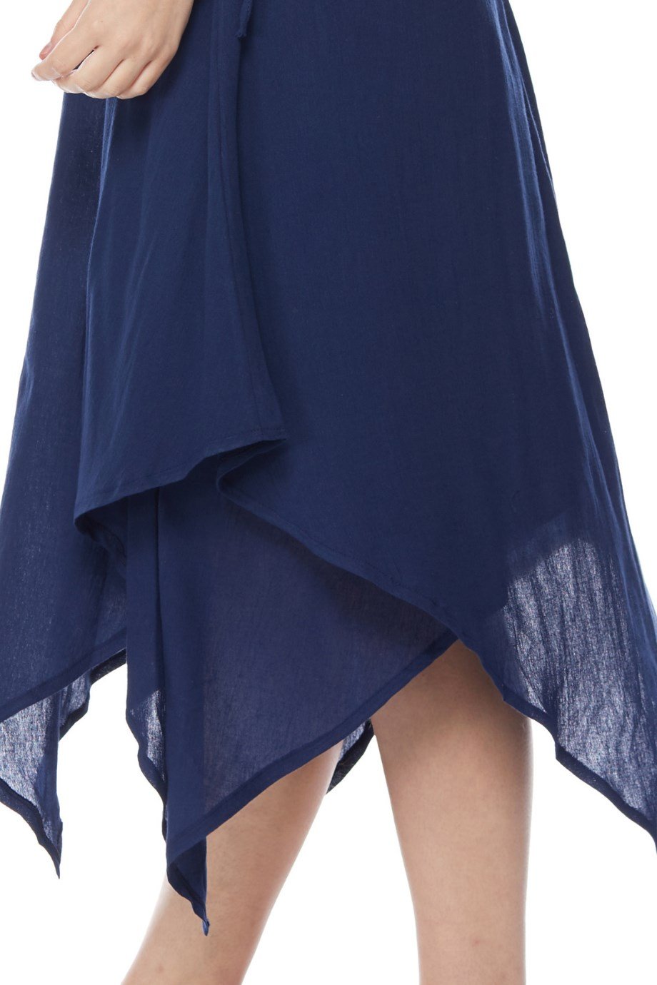 Şile Bezi Lacivert Asimetrik Düğmeli Elbise