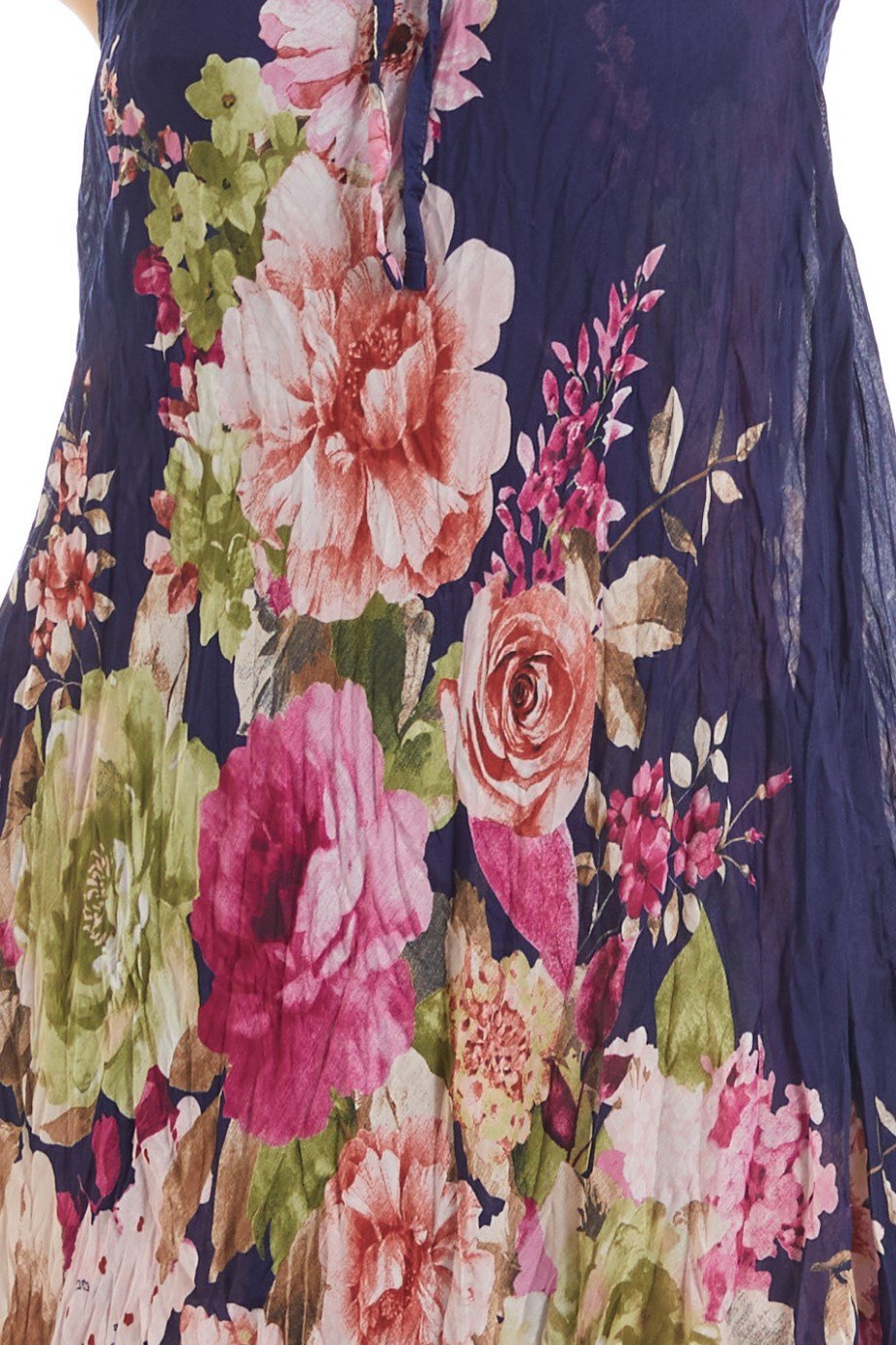 Şile Bezi Lacivert Buket Desen  Vual Elbise 