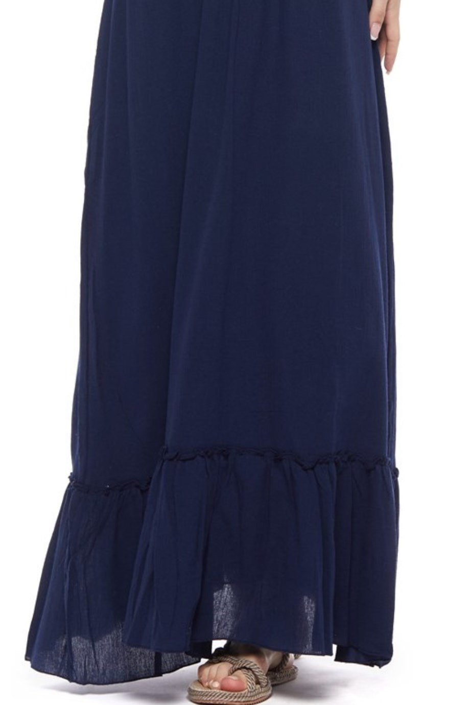 Şile Bezi Lacivert Uzun Kollu Püsküllü Elbise