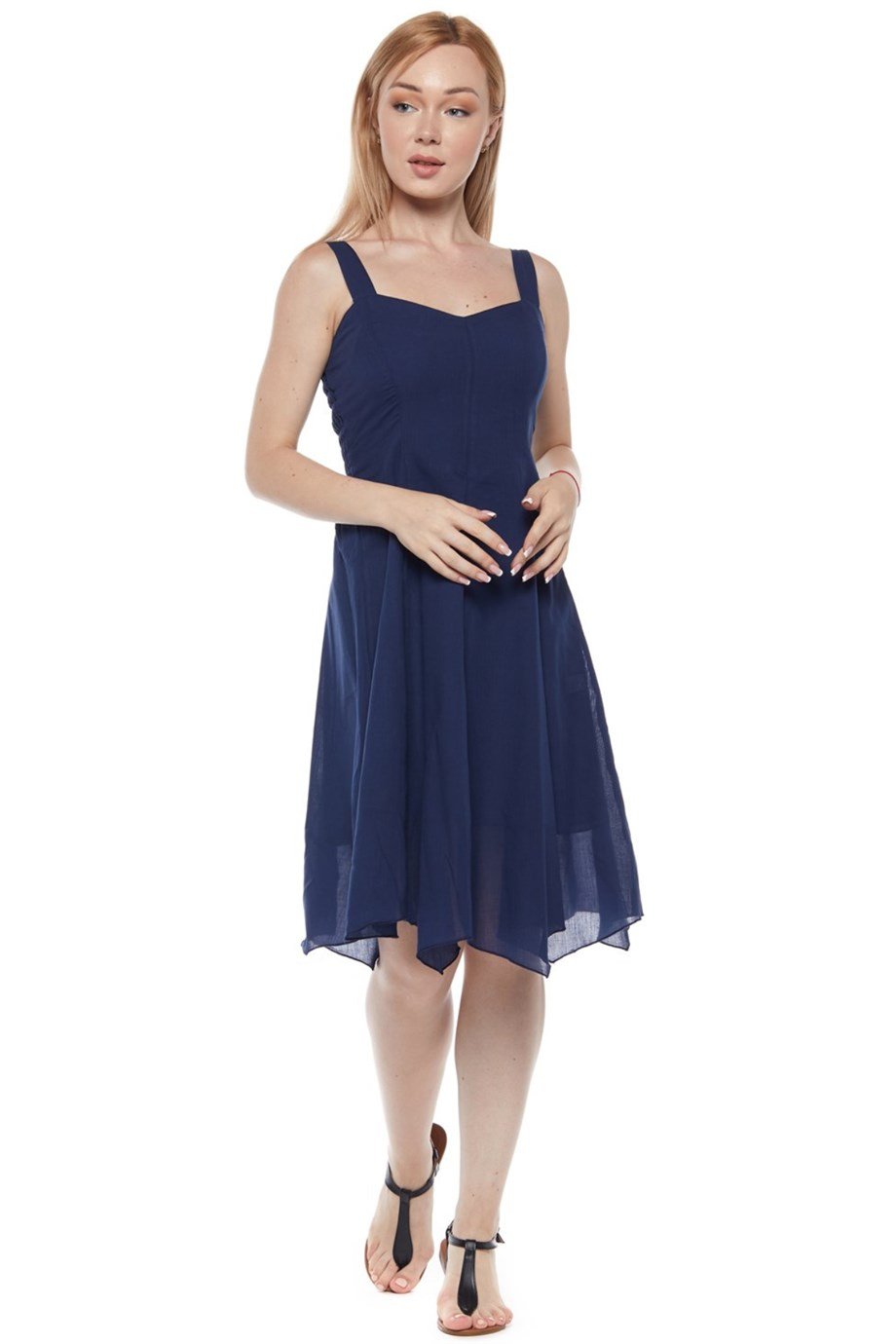 Şile Bezi Mor Askılı Asimetrik Elbise