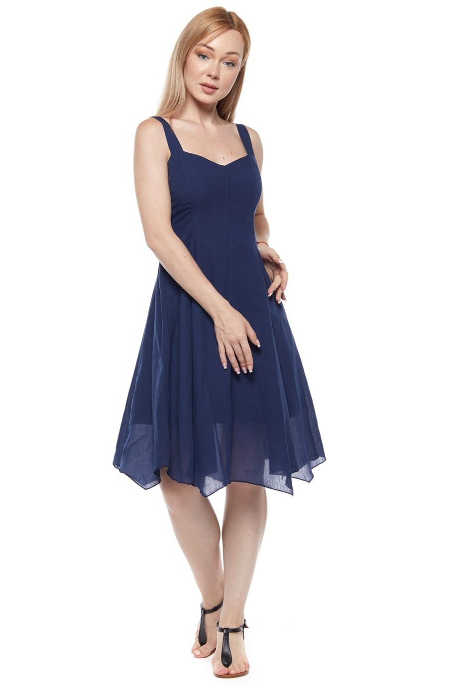 Şile Bezi Mor Askılı Asimetrik Elbise