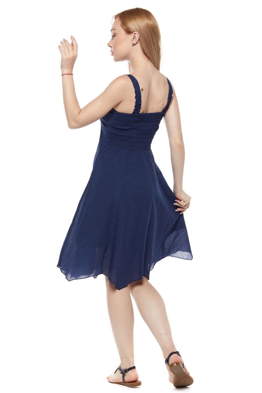 Şile Bezi Mor Askılı Asimetrik Elbise