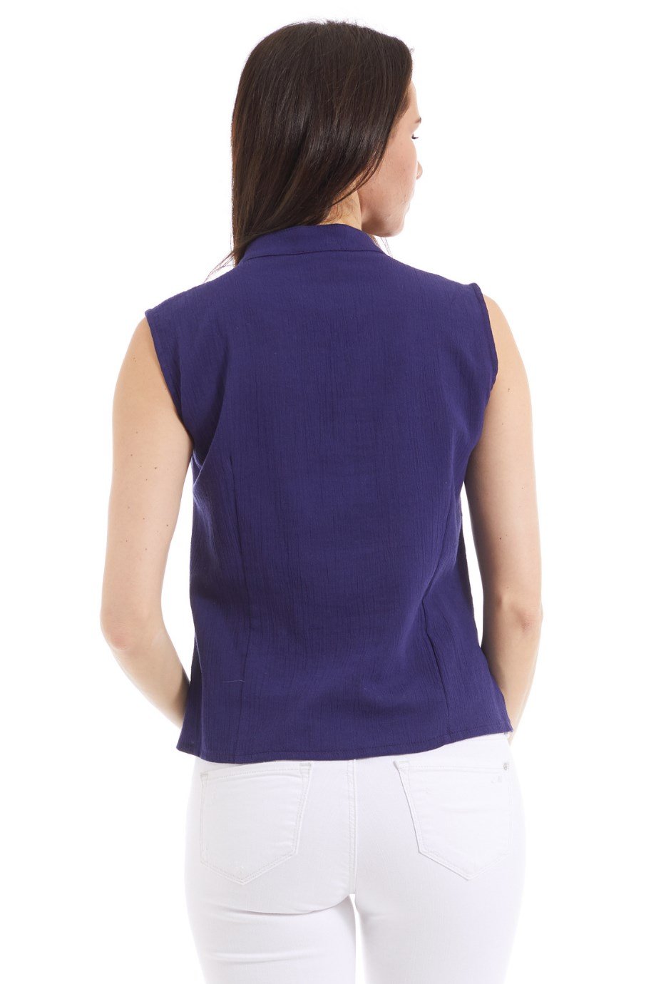 Şile Bezi Mor Düğmeli Bluz