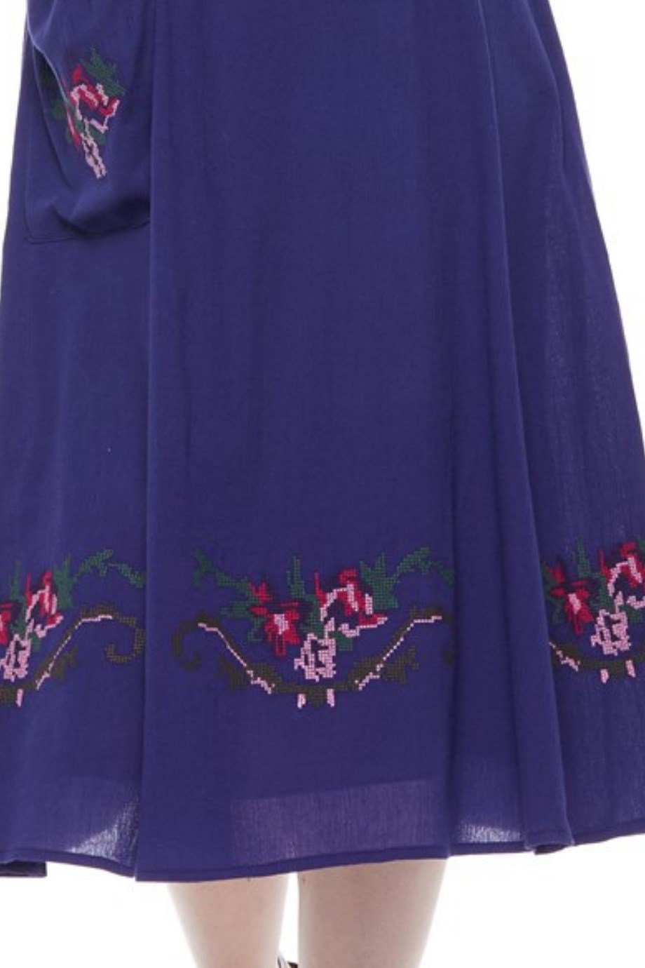 Şile Bezi Mor Kolsuz Nakışlı Elbise