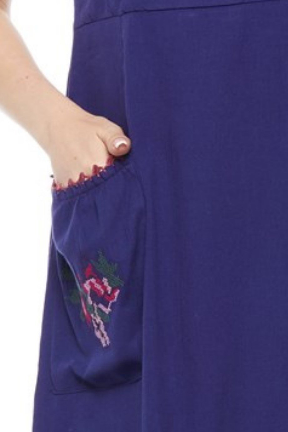 Şile Bezi Mor Kolsuz Nakışlı Elbise