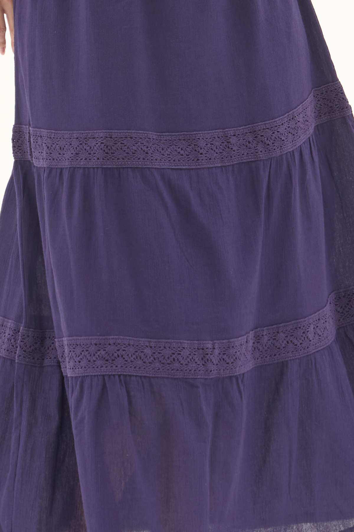 Şile Bezi Mor Uzun Yazlık Dantelli Etek