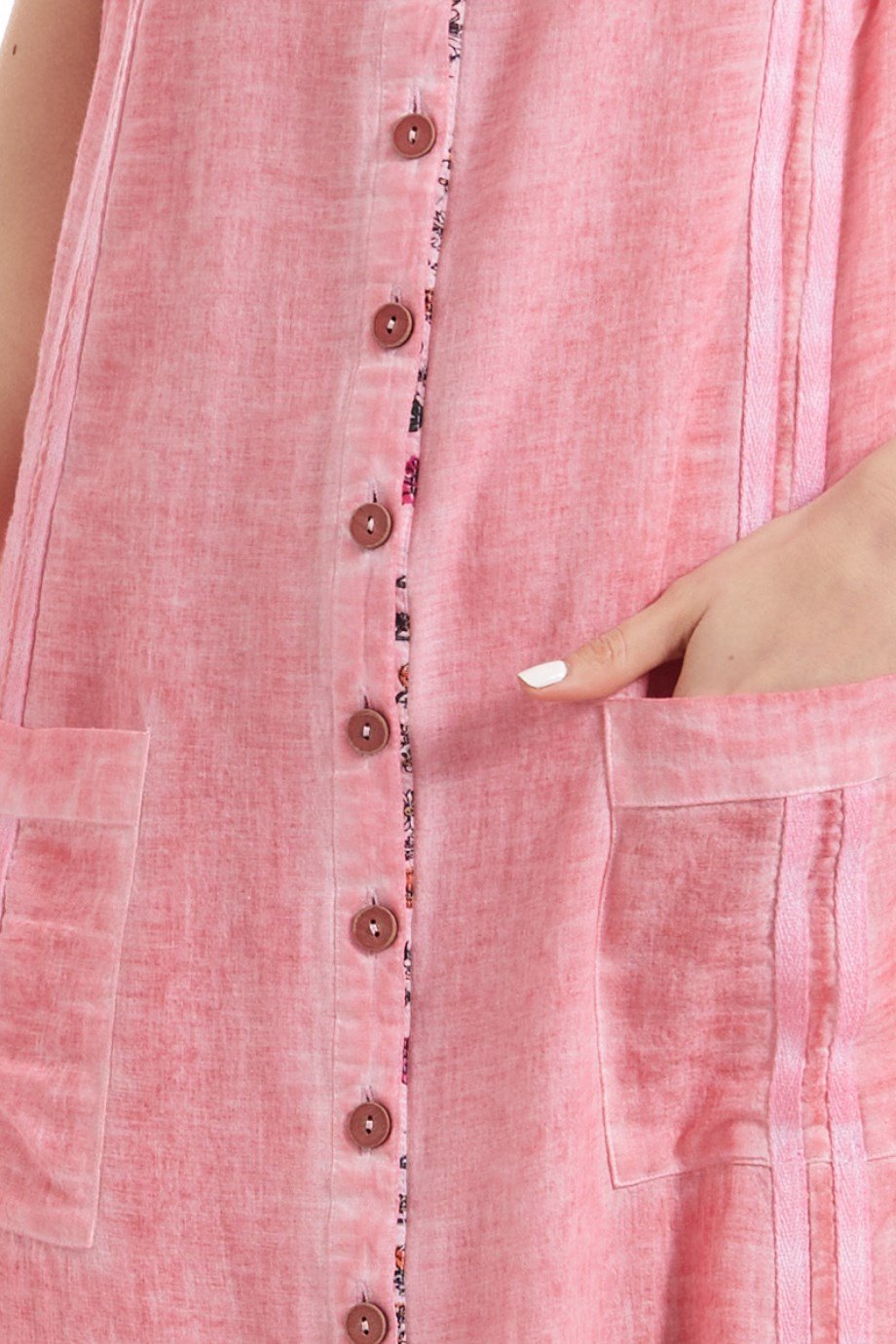 Şile Bezi Pembe Kolsuz Yakalı Elbise