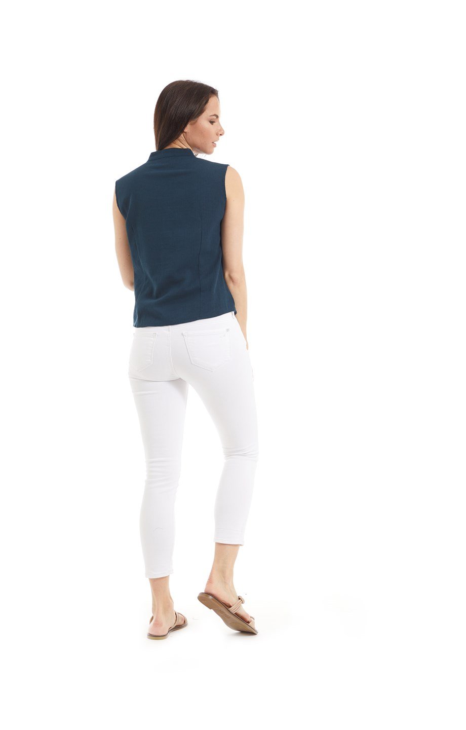 Şile Bezi Petrol Düğmeli Bluz