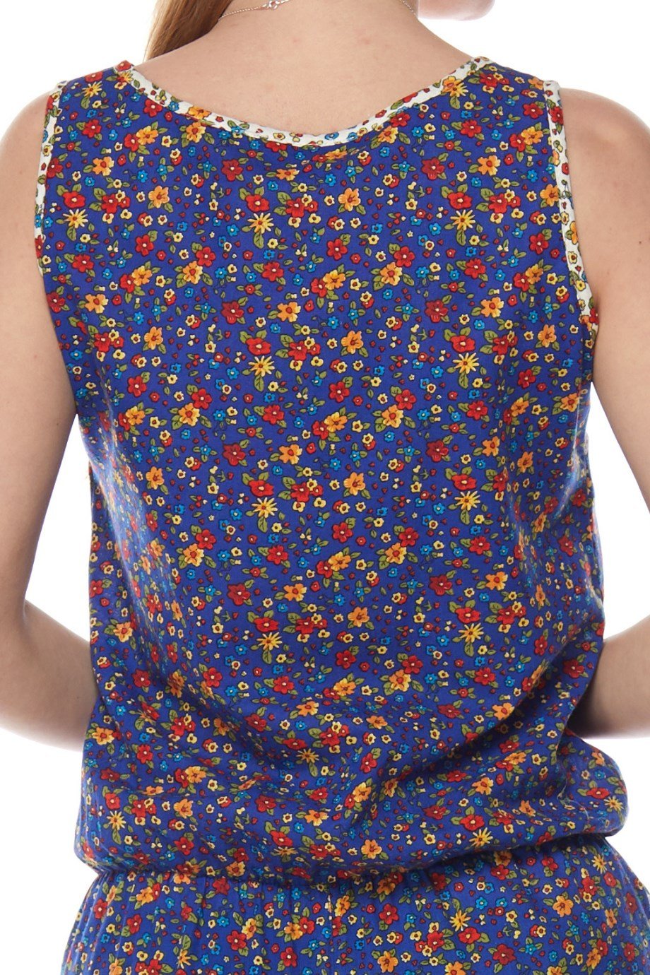 Şile Bezi Saks Çiçek Desenli Tulum