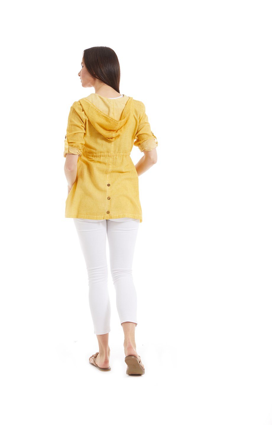 Şile Bezi Sarı Kapüşonlu Tunik