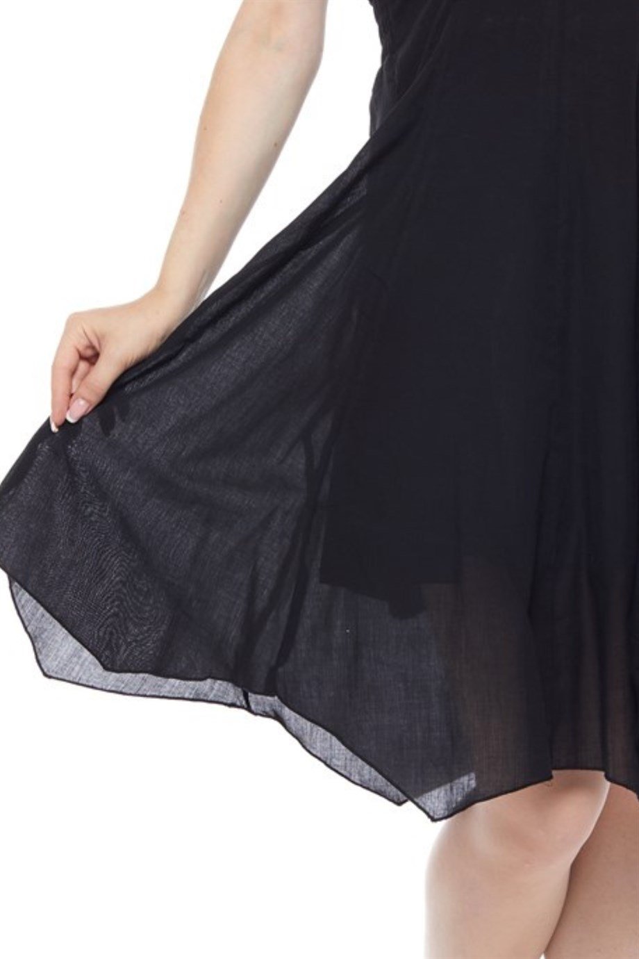 Şile Bezi Siyah Askılı Asimetrik Elbise