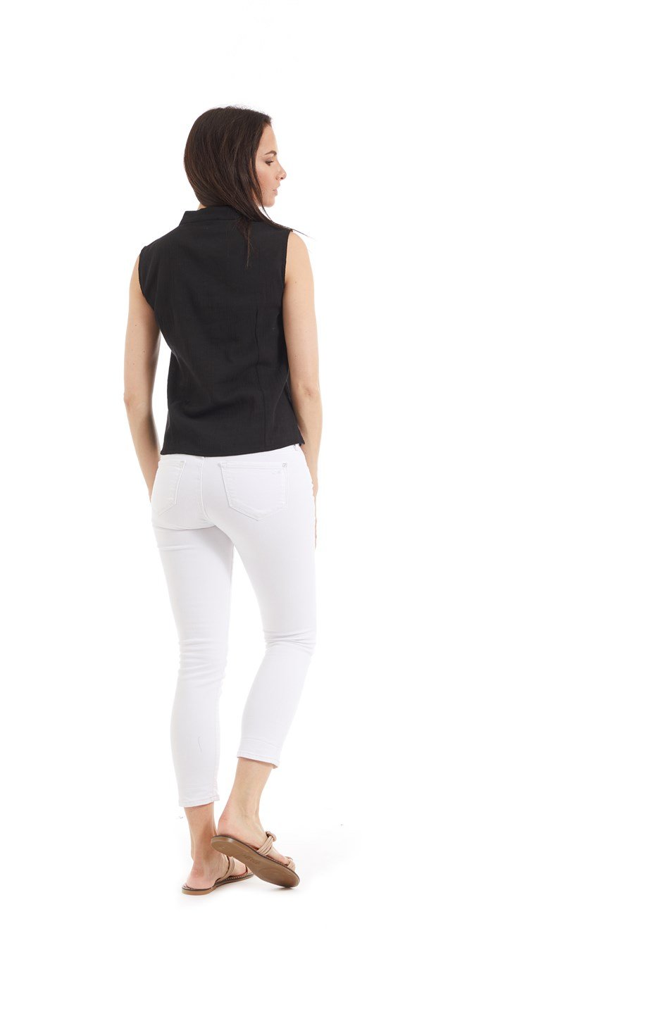 Şile Bezi Siyah Düğmeli Bluz