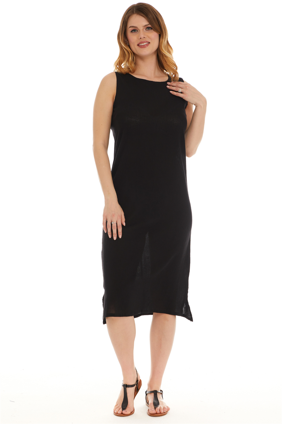 Şile Bezi Siyah Kombinezon Uzun Elbise Astarı Kalın Atlet Askılı