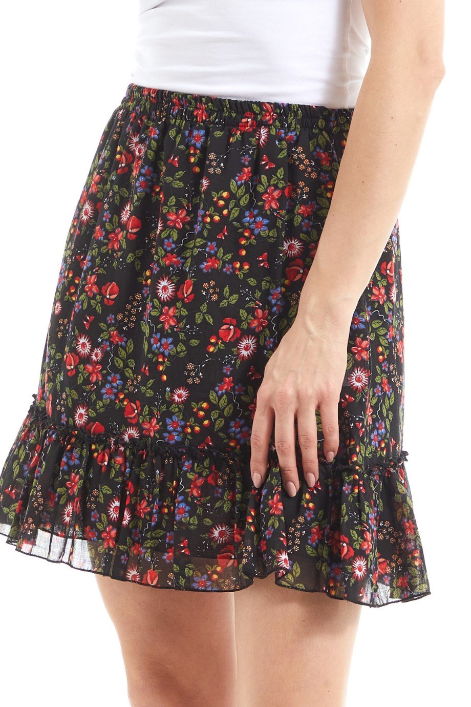 Şile Bezi Siyah Tomurcuk Vual Kısa Etek