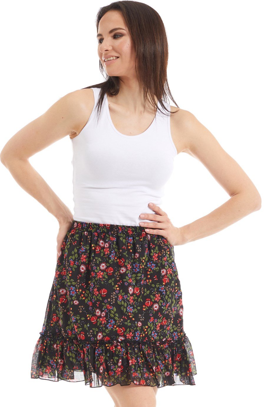 Şile Bezi Siyah Tomurcuk Vual Kısa Etek