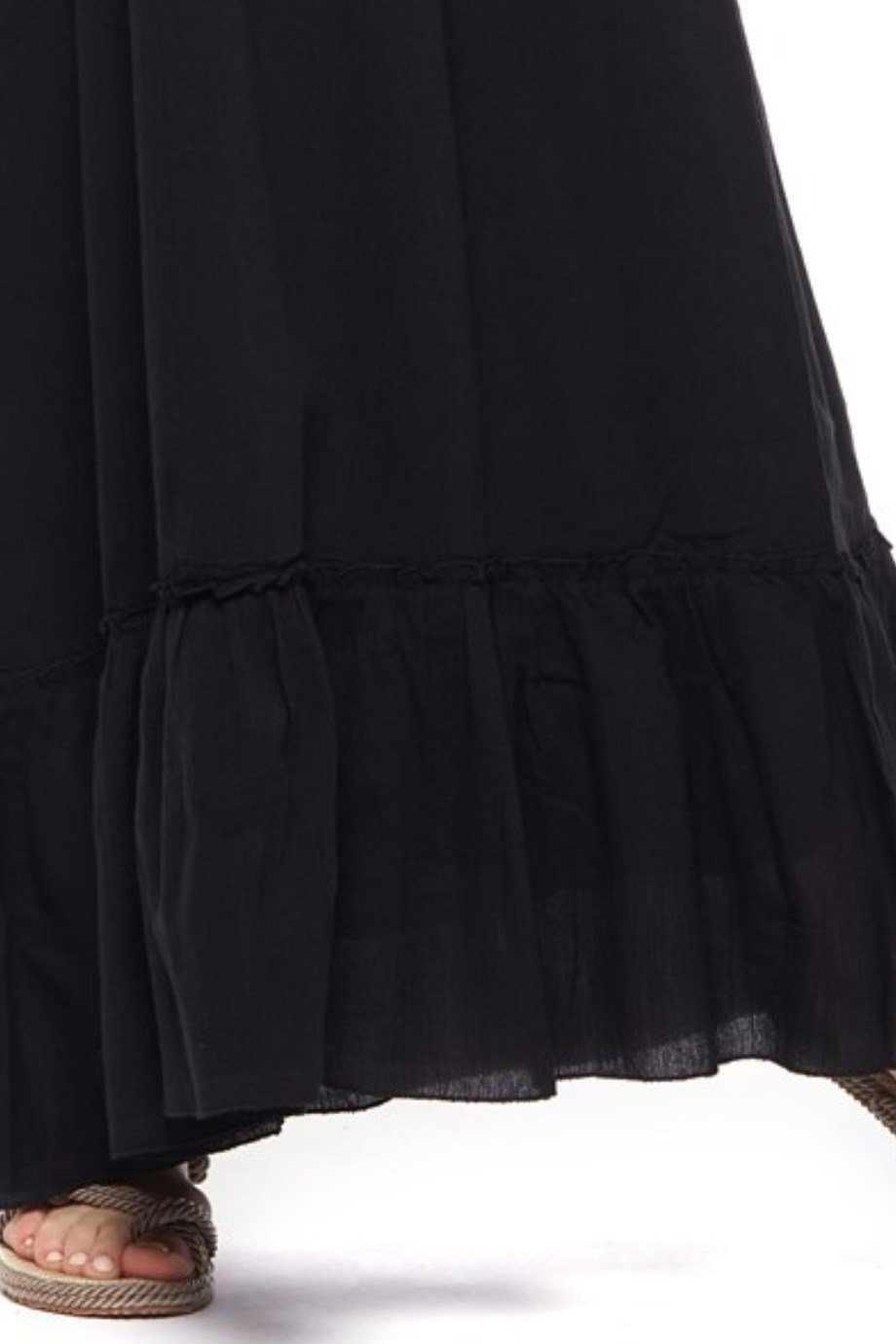 Şile Bezi Siyah Uzun Kollu Püsküllü Elbise