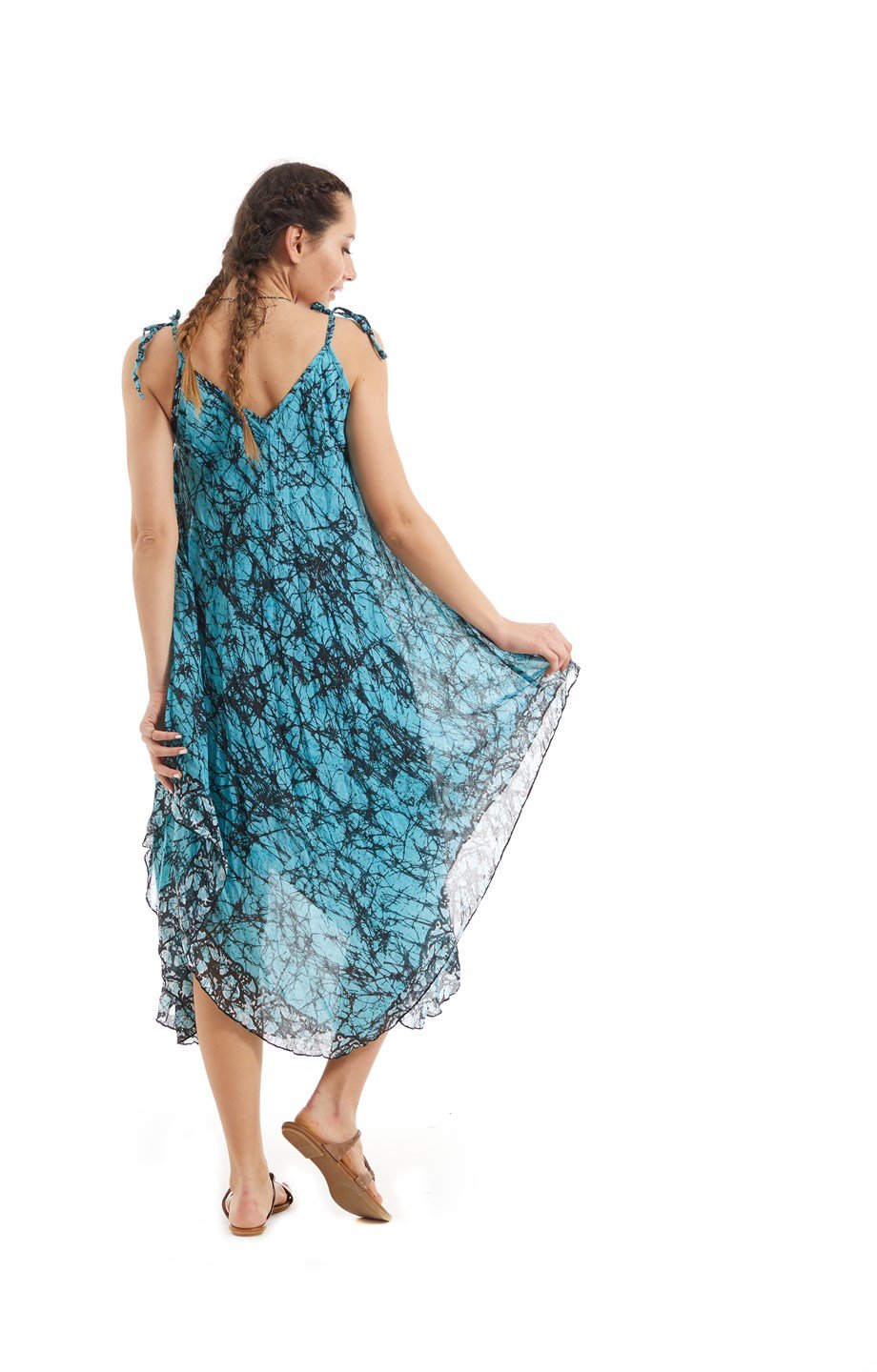 Şile Bezi Turkuaz/Siyah  Vual Elbise 