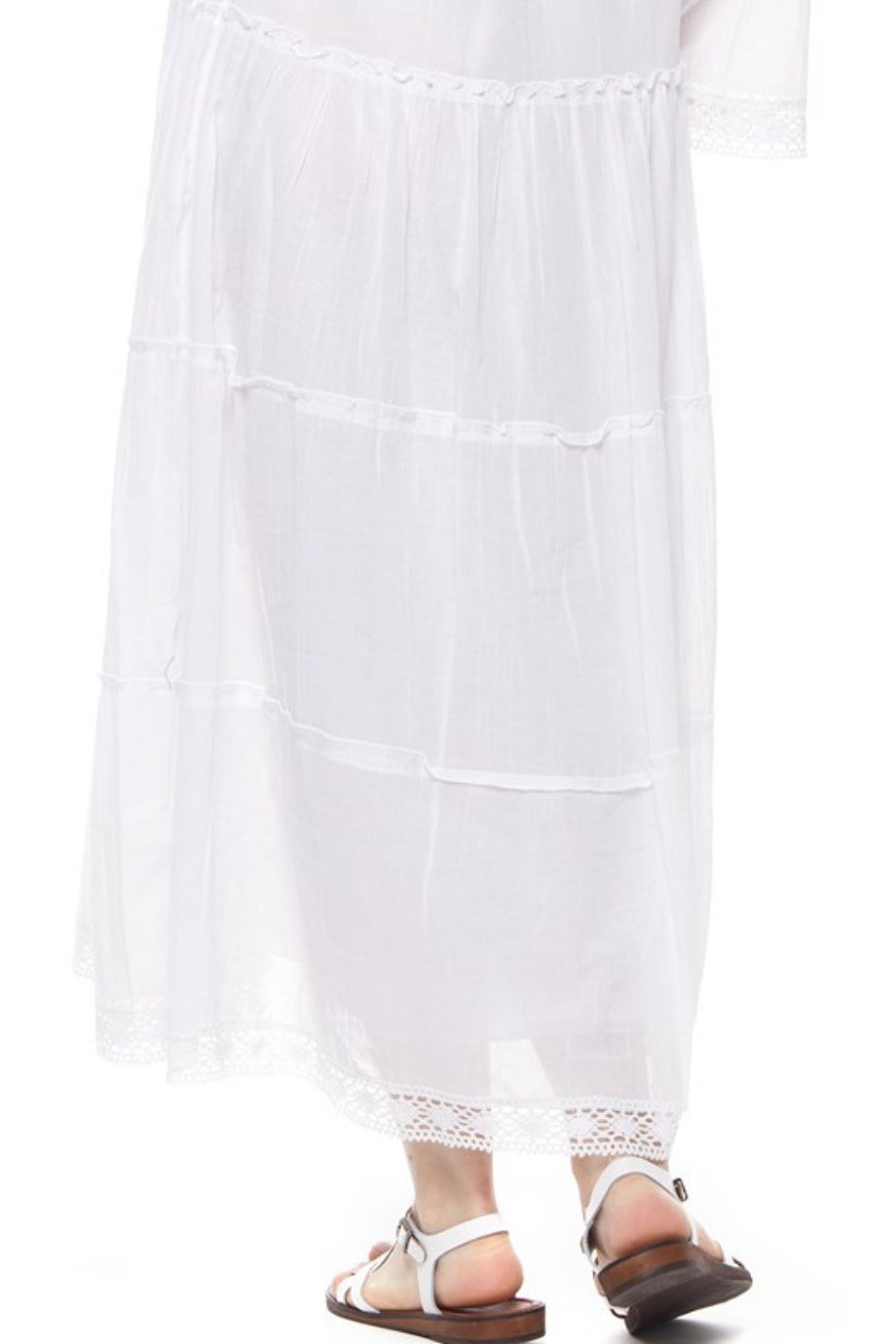 Şile Bezi Uzun Kollu Beyaz Düğmeli Elbise