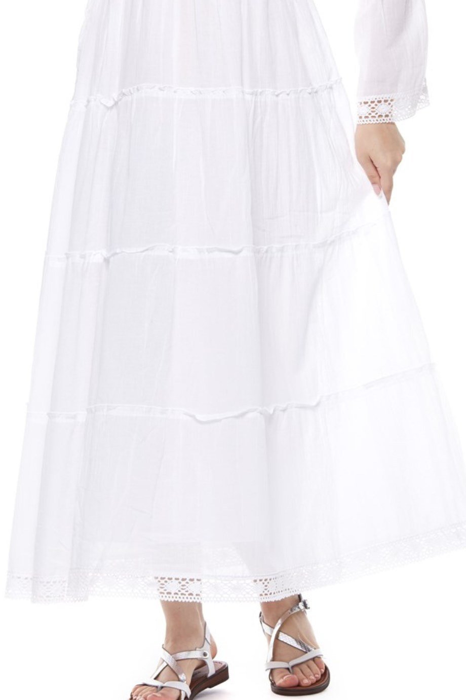 Şile Bezi Uzun Kollu Beyaz Düğmeli Elbise