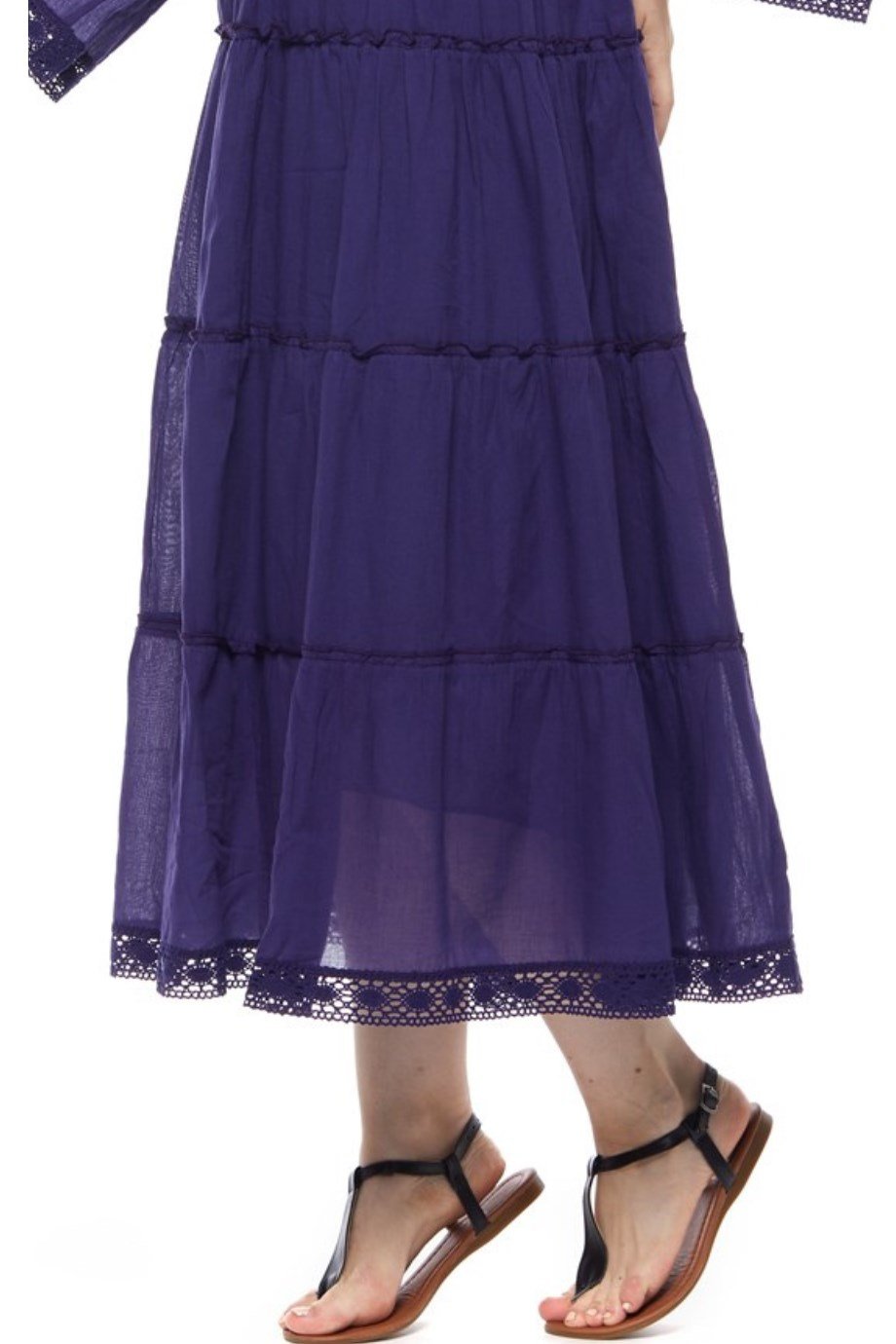 Şile Bezi Uzun Kollu Mor Düğmeli Elbise