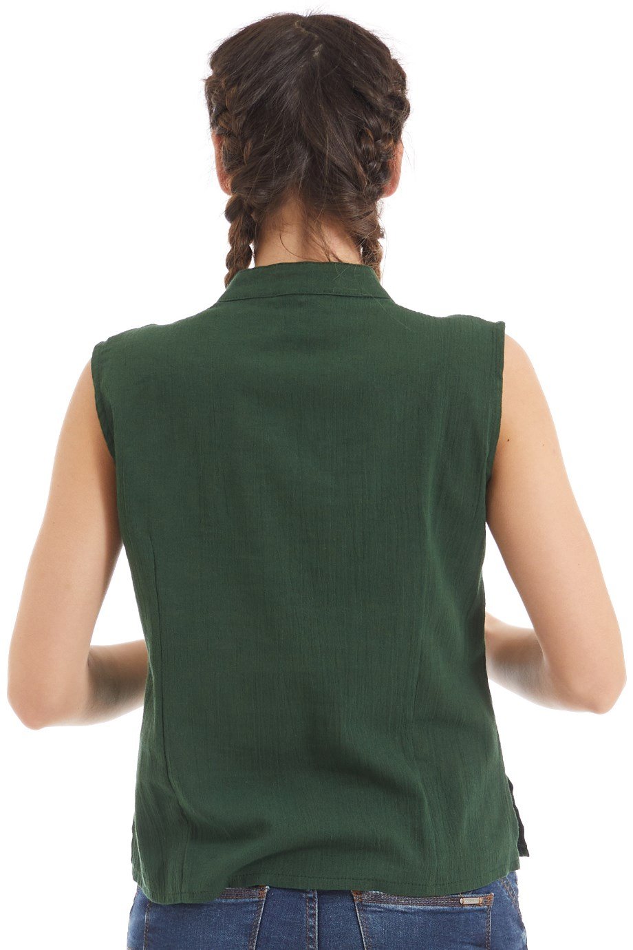 Şile Bezi Yeşil Düğmeli Bluz