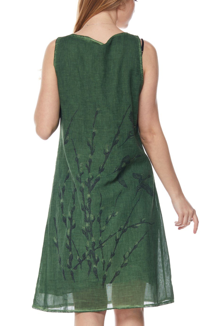 Şile Bezi Yeşil Kolsuz Doğa Elbise