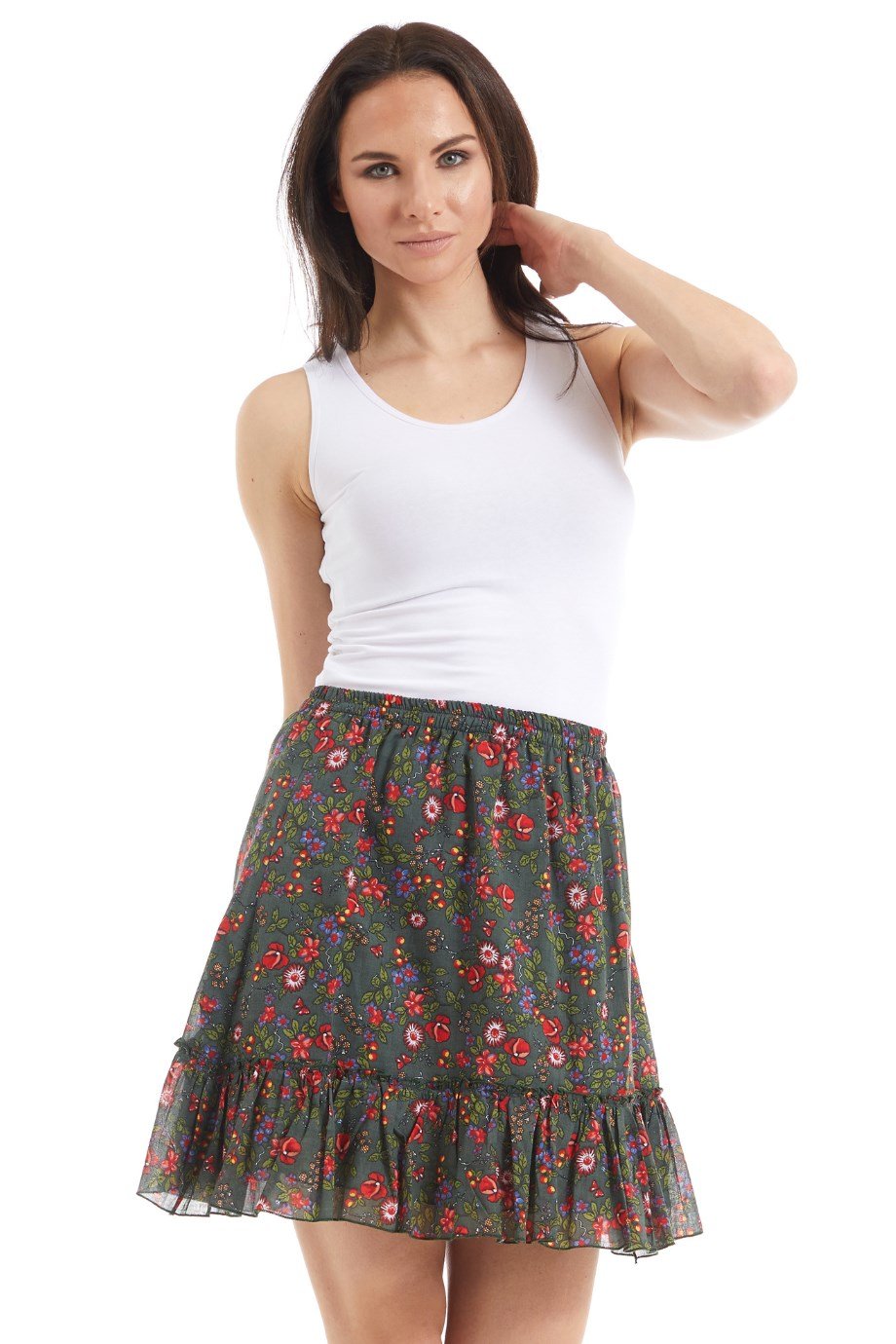 Şile Bezi Yeşil Tomurcuk Vual Kısa Etek