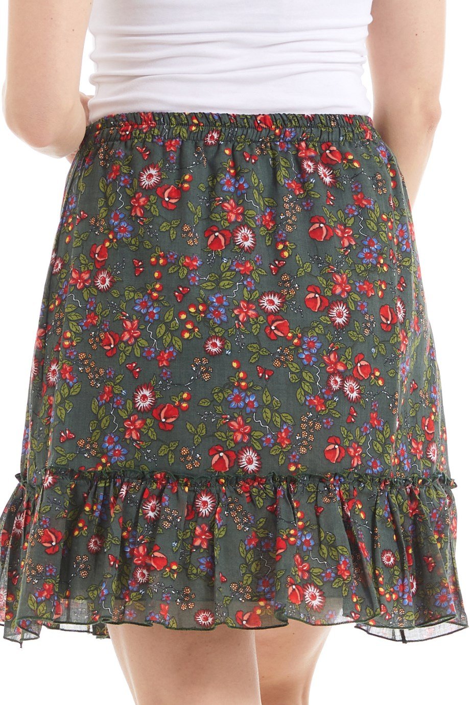 Şile Bezi Yeşil Tomurcuk Vual Kısa Etek