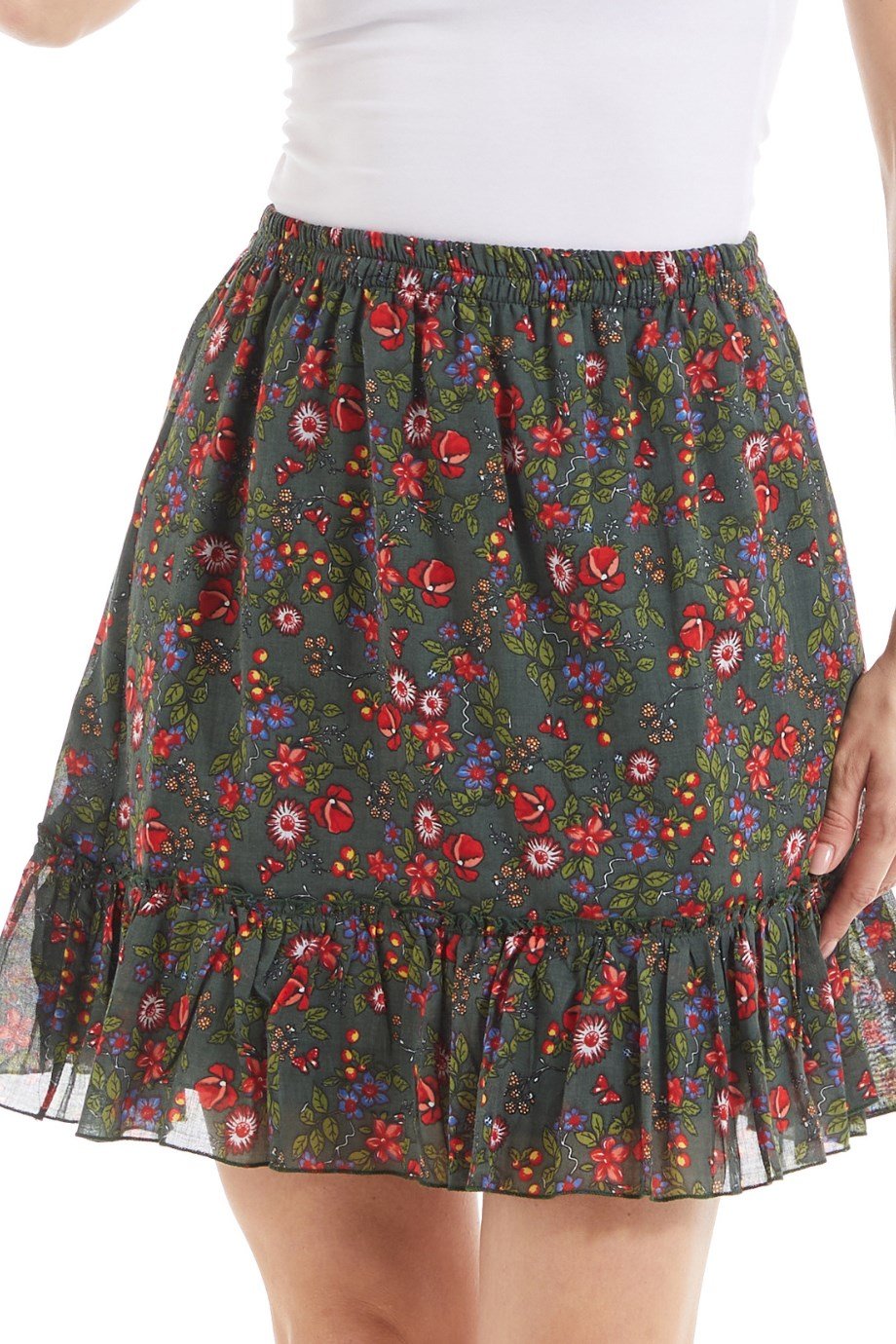 Şile Bezi Yeşil Tomurcuk Vual Kısa Etek