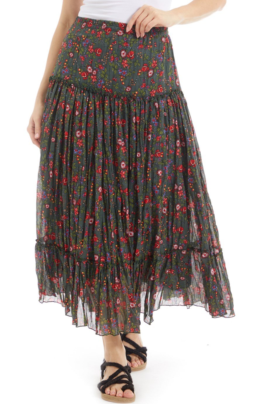 Şile Bezi Yeşil Tomurcuk Vual Uzun Etek