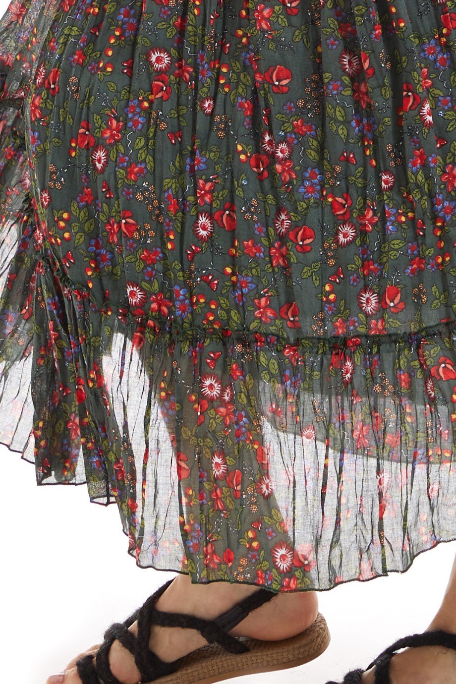 Şile Bezi Yeşil Tomurcuk Vual Uzun Etek