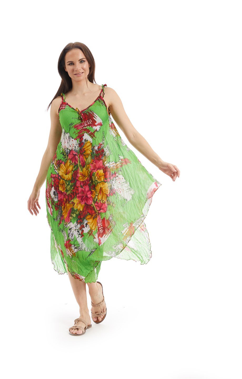 Şile Bezi Yeşil Tual Desen  Vual Elbise 