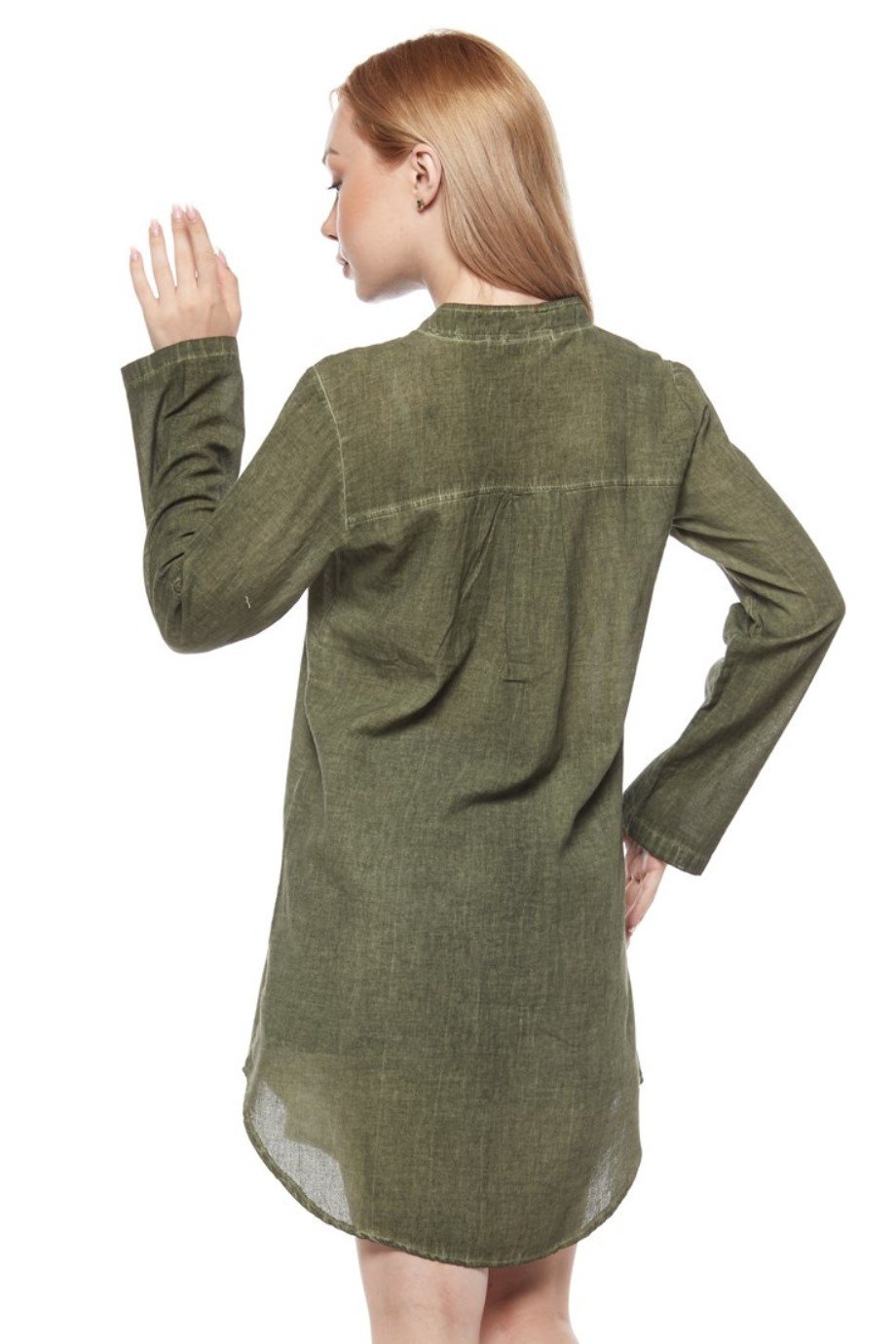 Şile Bezi Yeşil Uzun Kollu Tunik