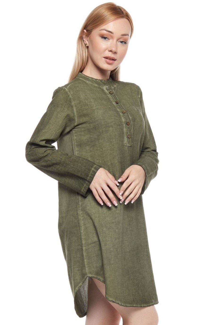 Şile Bezi Yeşil Uzun Kollu Tunik