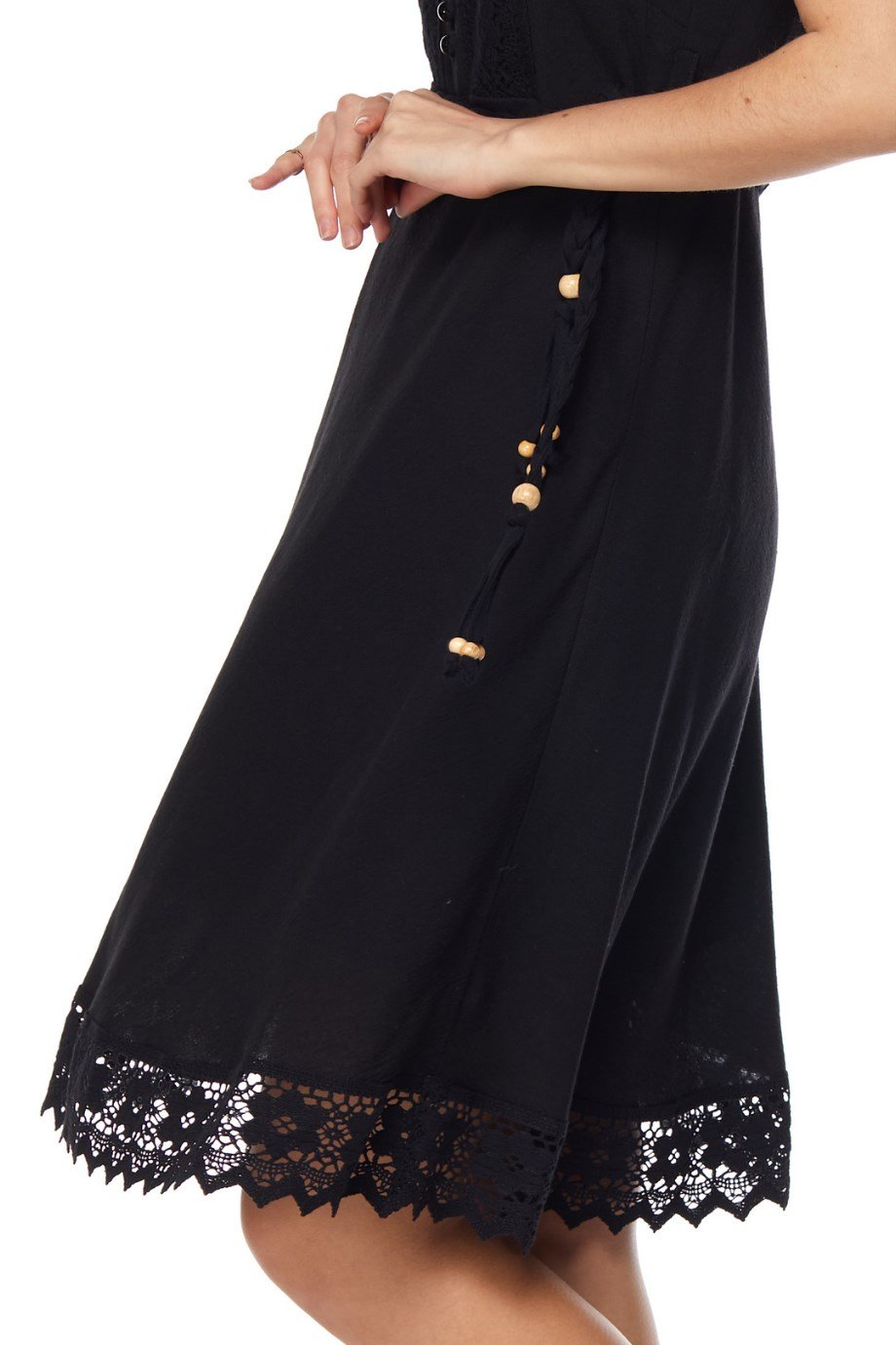 Siyah Askılı Kemerli Elbise