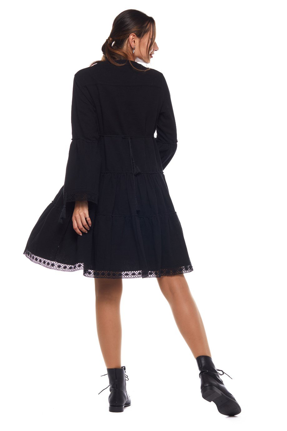 Siyah Düz Desen Kısa Elbise