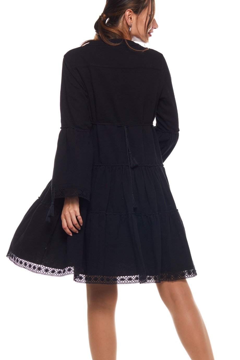 Siyah Düz Desen Kısa Elbise