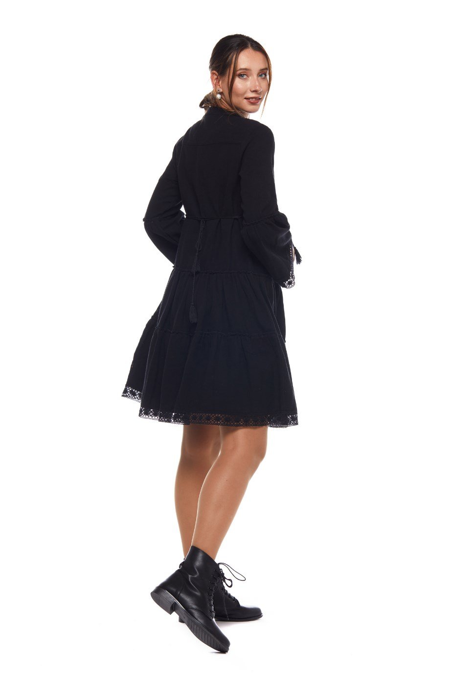 Siyah Düz Desen Kısa Elbise