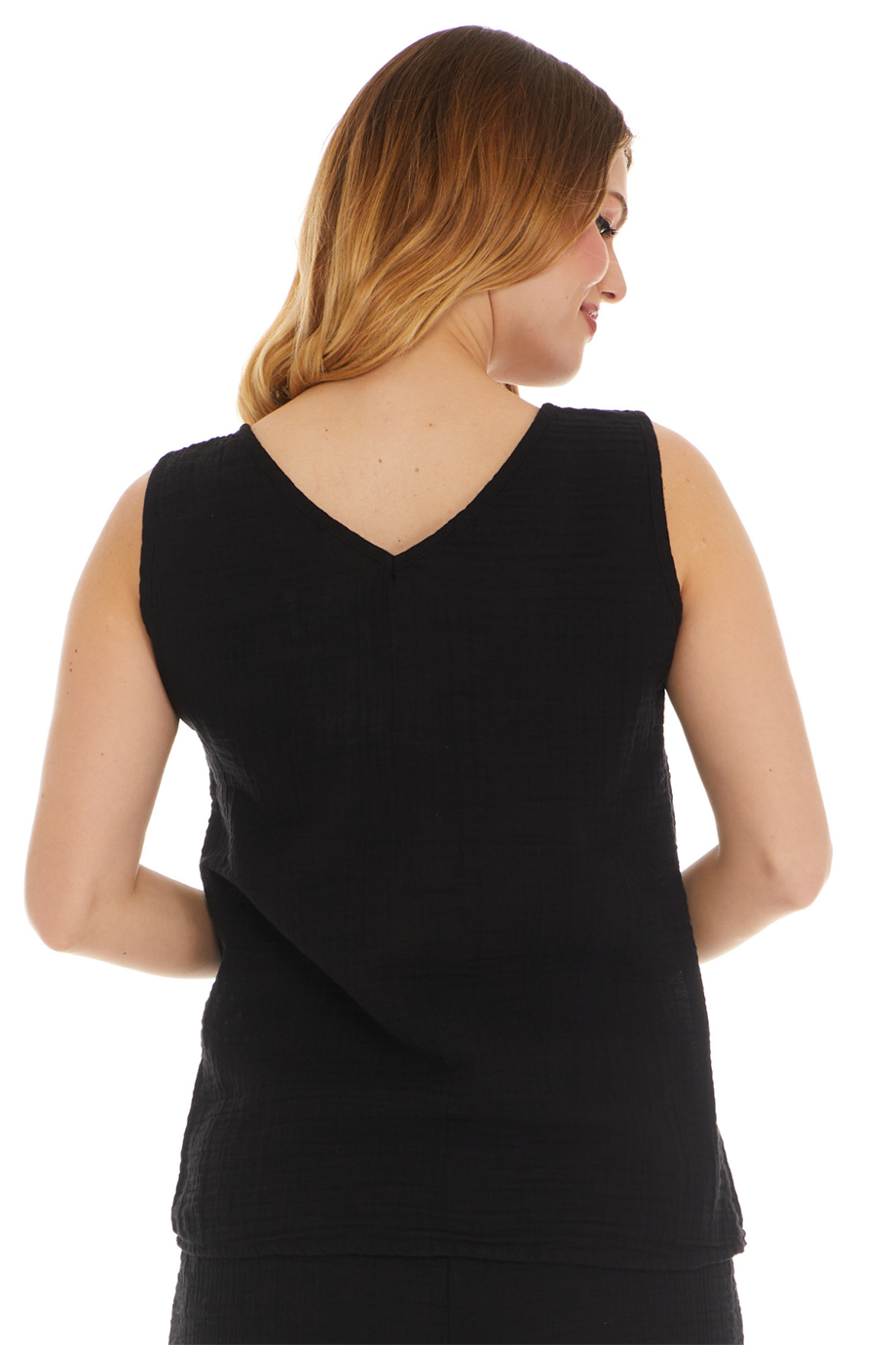 Siyah Kolsuz Müslin Bluz