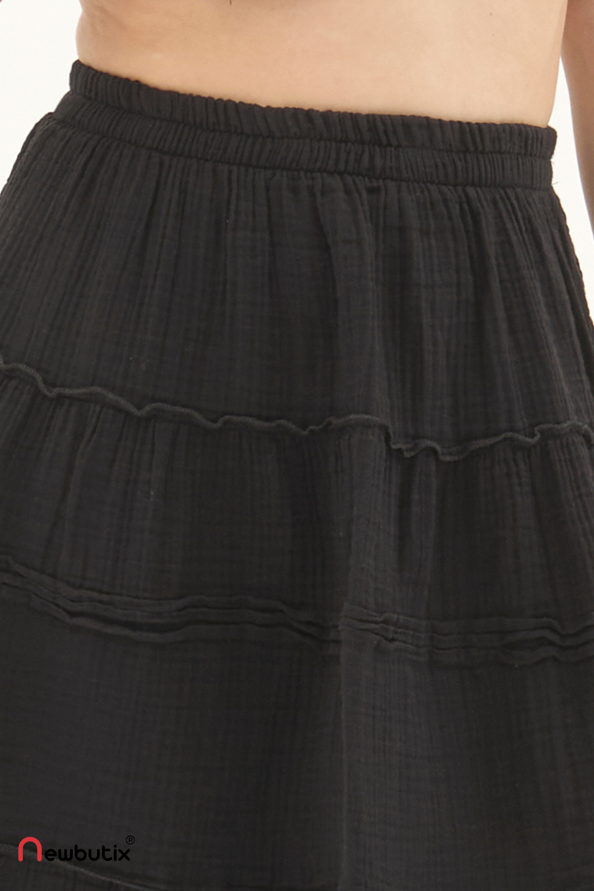 Siyah Müslin Kısa Yazlık Etek