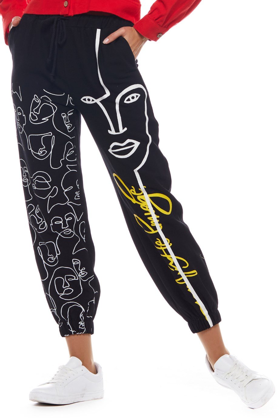 Siyah Otantik Baskılı Pantolon